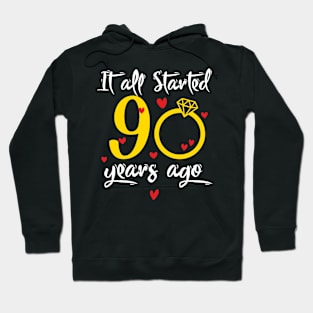 Wedding Anniversary 90 Years Together Golden Family Marriage Gift For Husband And Wife Hoodie